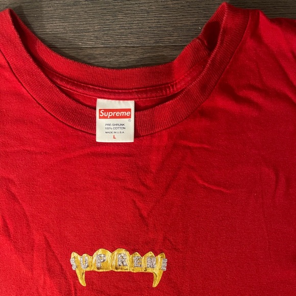 Supreme Red Tee with Gold Logo - Picture 2 of 3